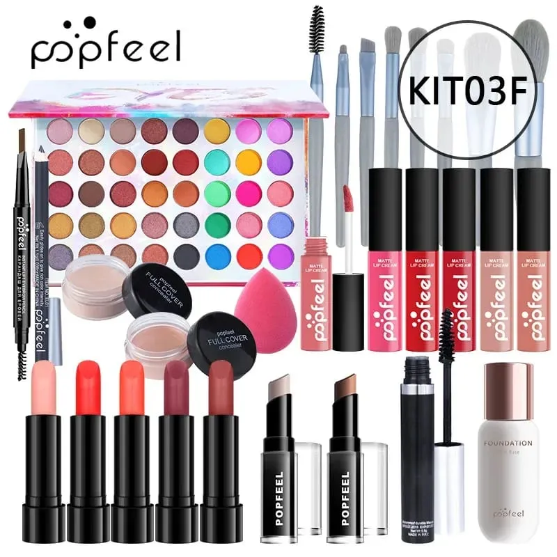 Christmas Makeup Gaveæske Foundation Eyeshadow Powder Long Lasting Lip Ink 27 stykker Fødselsdagsgaver Makeup til kvinder komplet sæt
