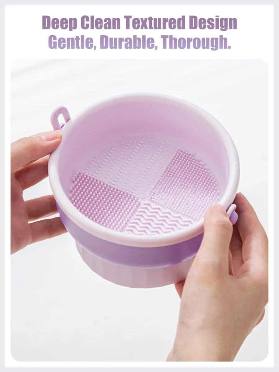 Makeup Brush Cleaner Bowl All-in-One Wash Dry & Storage Rack Gentle Non-Damage Cleaning Tool for Brushes Sponges & Blenders — image 5
