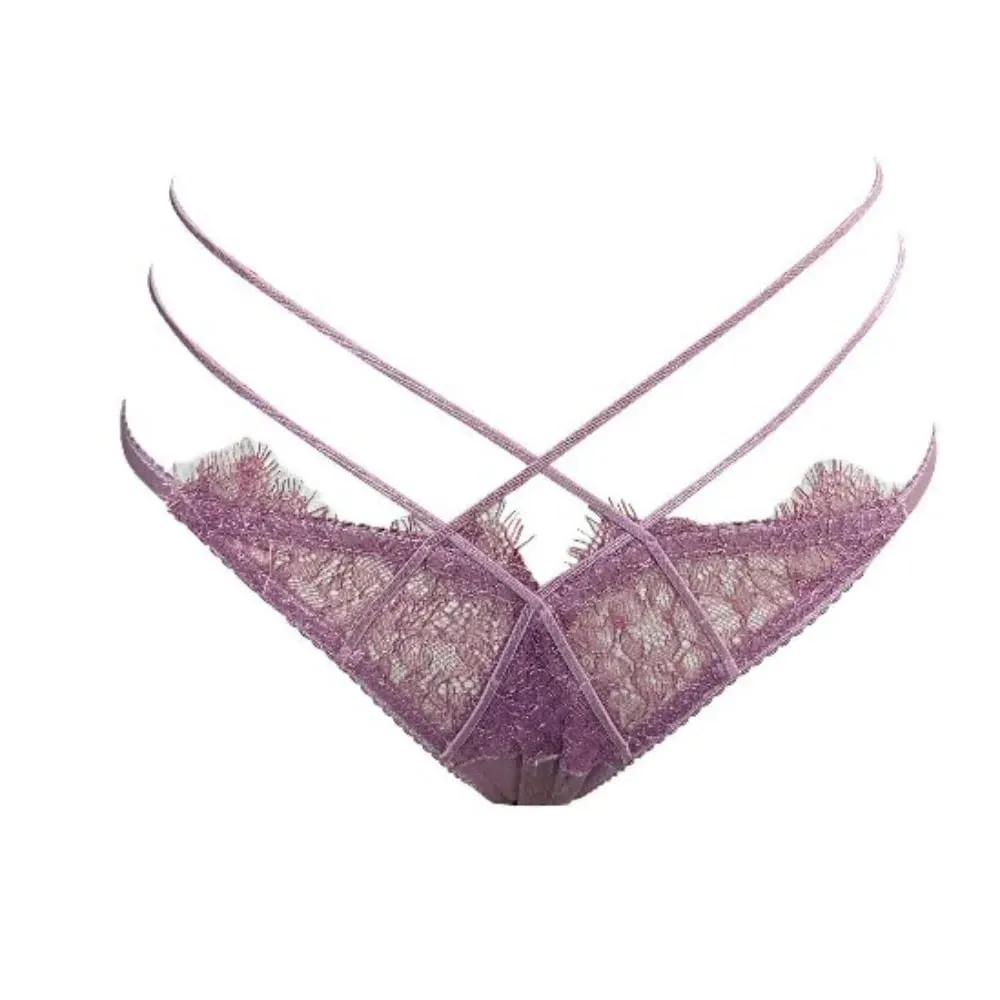 French Lace Embroidery Cross Strap Lingerie Set Mesh Push Up Bra Panty Hollow Sexy Women Intimate Underwear Suit S-XL Party Wear — image 2
