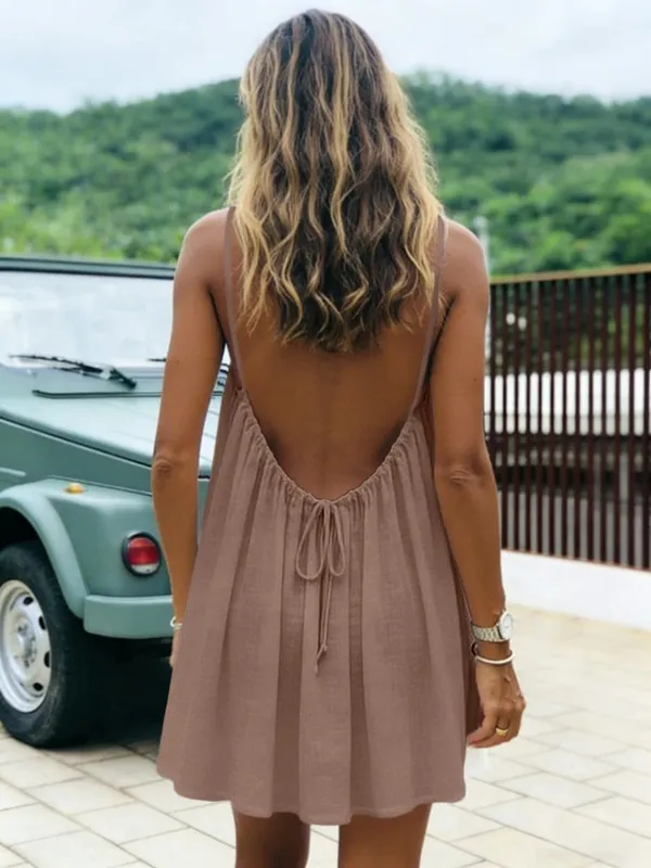 New Women's Off-Shoulder Loose Dress Pure Color Strap Casual Fashionable Summer Gown Cross-Border Loose Fit Maxi Dress — image 16