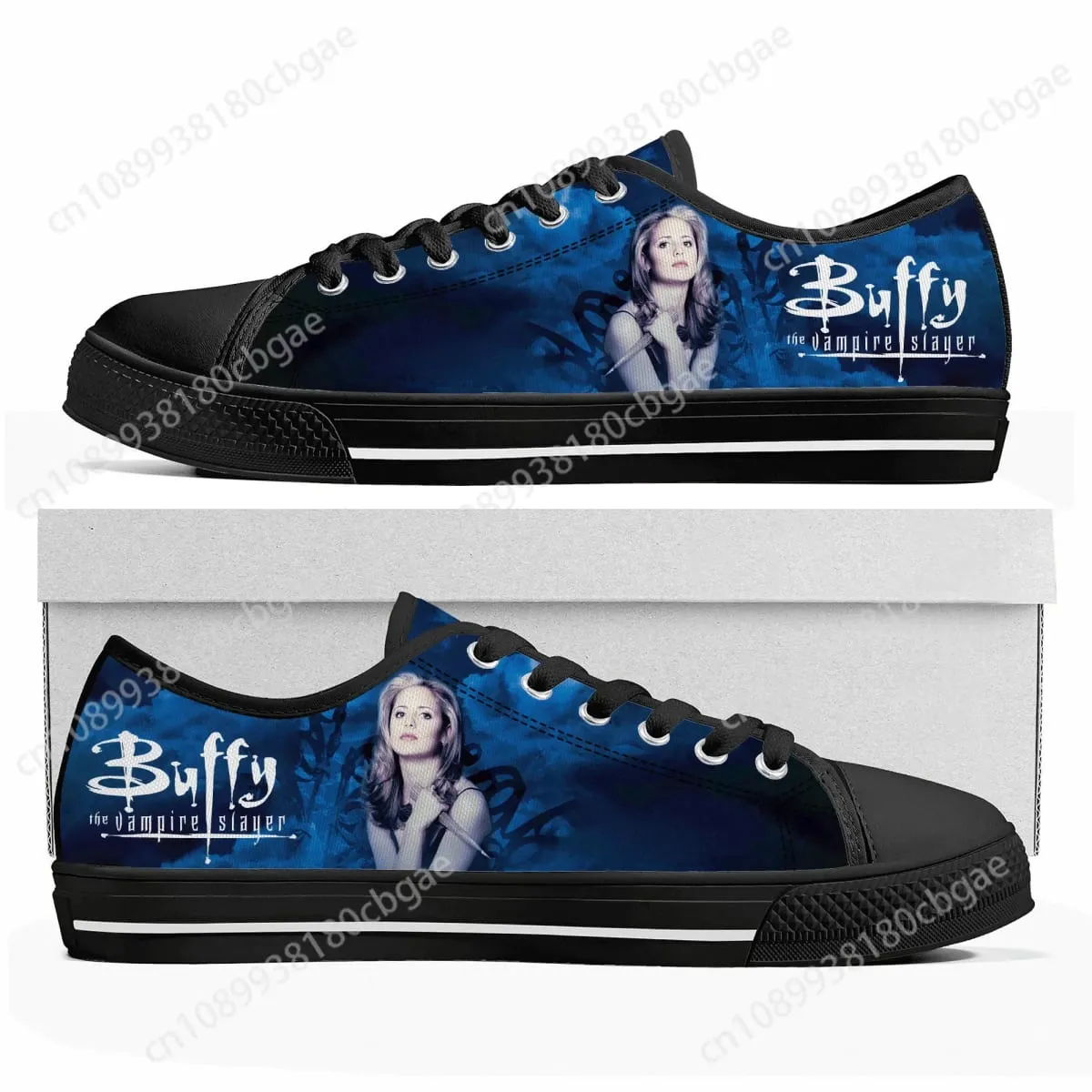 Buffy the Vampire Slayer Low Top Sneakers Mens Womens Teenager Sarah Michelle Gellar Canvas Sneaker Casual Shoes Custom Shoe — image 3