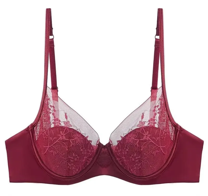 Women Lace Lingerie Set Thin Cup Minimizer Bra Panty Kit Full Coverage Breathable Intimates for Big BustFashion Daily Underwear