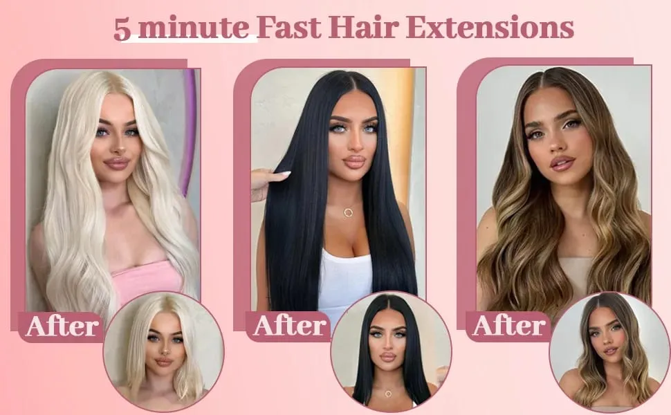 Highlight 4/27 Body Wave Clip In Hair Extensions 100% Human Hair 120g/8pcs Full Head Clip Ins Human Hair Extensions For Woman