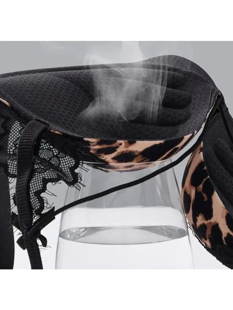 Women Leopard Lace Lingerie Set 32‑38AB Wireless Push‑Up Bra Side Breast Support Anti‑Sag Sexy Pure Desire Underwear