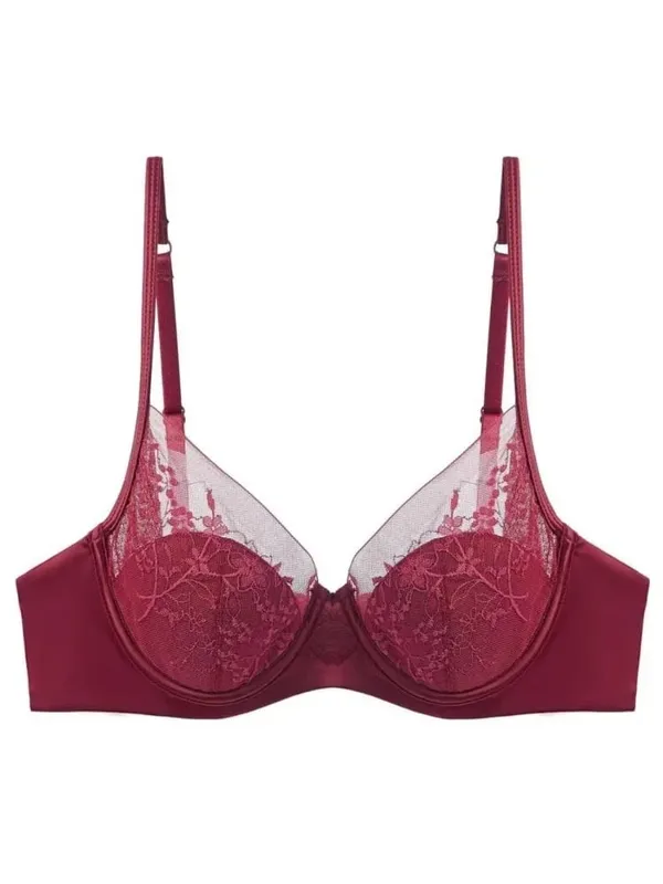 French Satin Lace Ladies Bra Set Push Up Anti Sagging Full Coverage Lingerie Soft Breathable Comfort Underwear Daily Use 32‑38AB