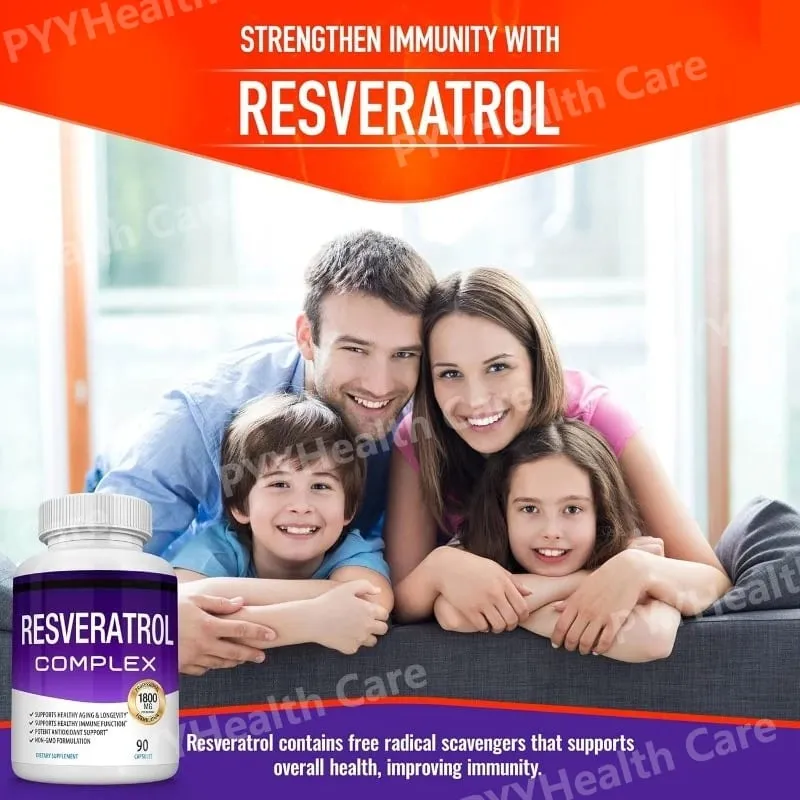 Resveratrol Supplement 1800 Mg Antioxidant Complex for Healthy Aging Health Support Immune System for Men Women 90 Capsules