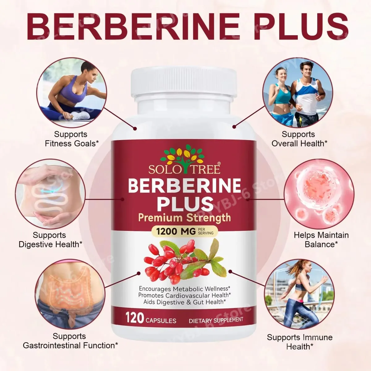 Berberine Plus Capsules 1200mg Berberine HCl Metabolism & Digestive Gut Health Support 120 Capsules