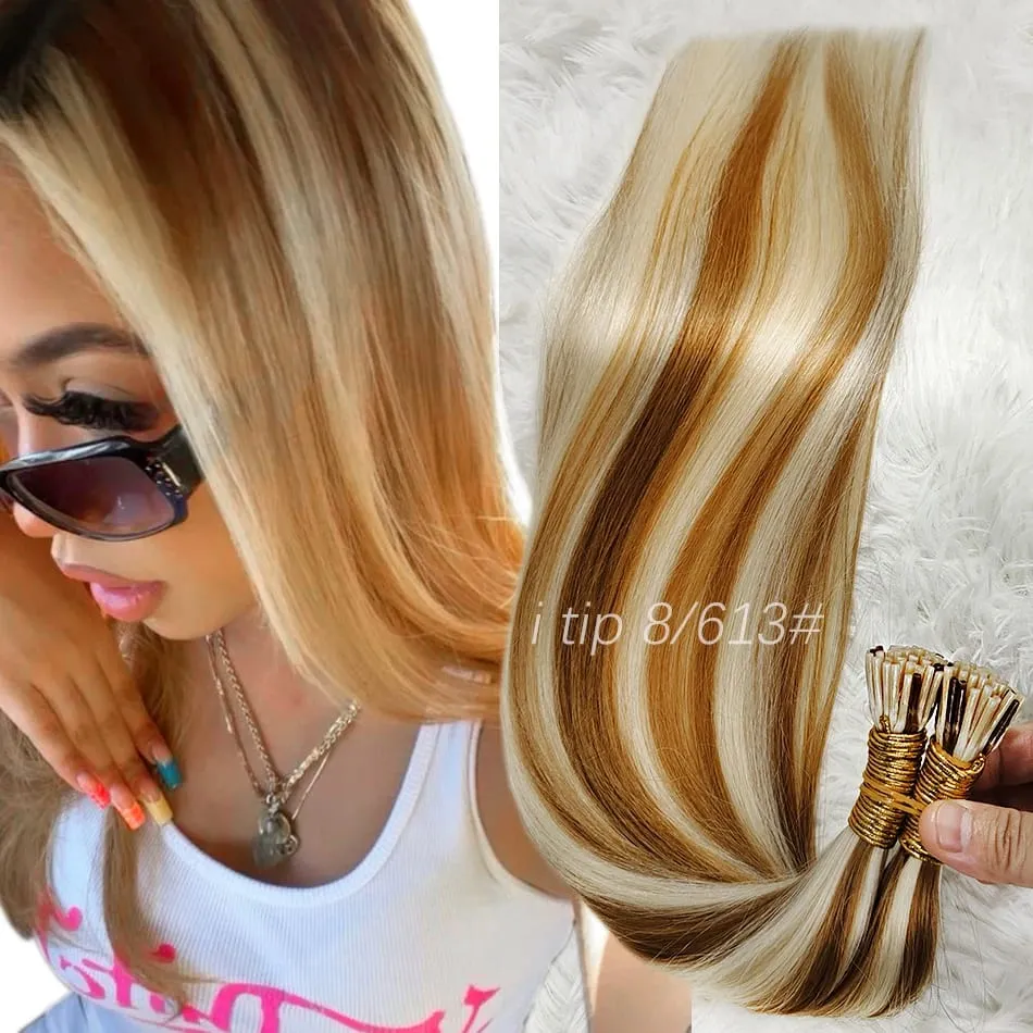 Human Hair I Tip 100% Human Hair Extensions Keratin Straight Brazilian Remy Human Hair Natural Capsule Hair Extension 30 Inch