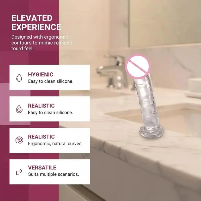 Gode ​​réaliste pour masturbateur sexuel adulte, point G, pour femme, TPE débutant, transparent, avec forte ventouse, jeu mains libres
