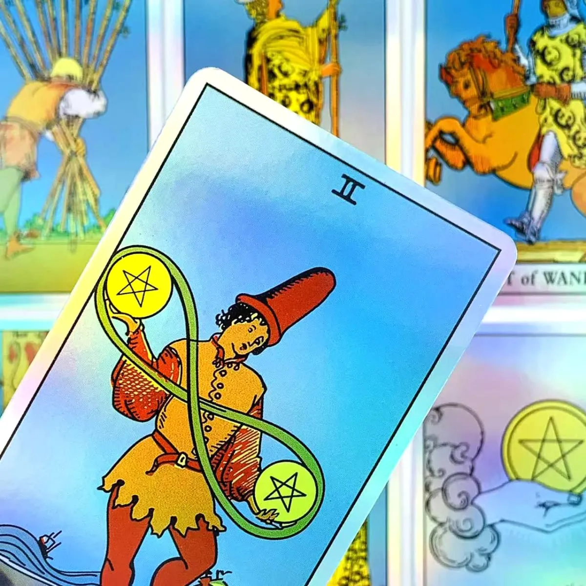 Holographisches Regenbogen-Klassiker-Tarot-Deck, 78 Stück, schillernde Tarotkarten mit Ratgeber, Wahrsagungs-Orakelkarte für Anfänger