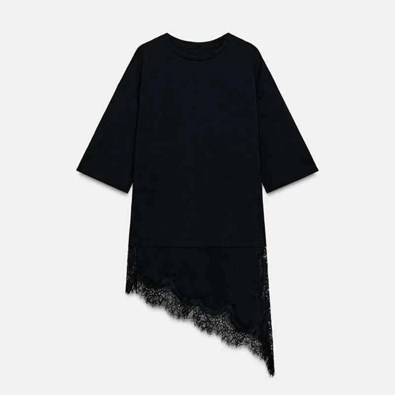 Elegant Lace Patchwork Short Dress Women See Through High Collar Flare Sleeve Party Dresses 2025 Autumn Lady Evening Robes — image 9