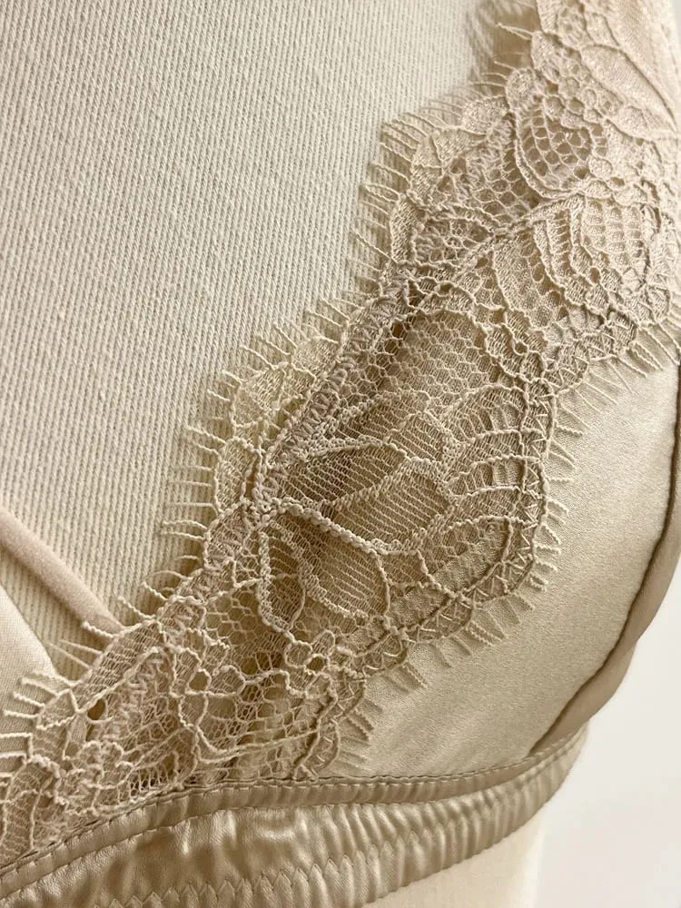 Francouzský styl krajková podprsenka Bralette Malá prsa Bez kostic Trojúhelníkový košíček Tenký ramínko Sexy sada spodního prádla Push Up Dámské spodní prádlo