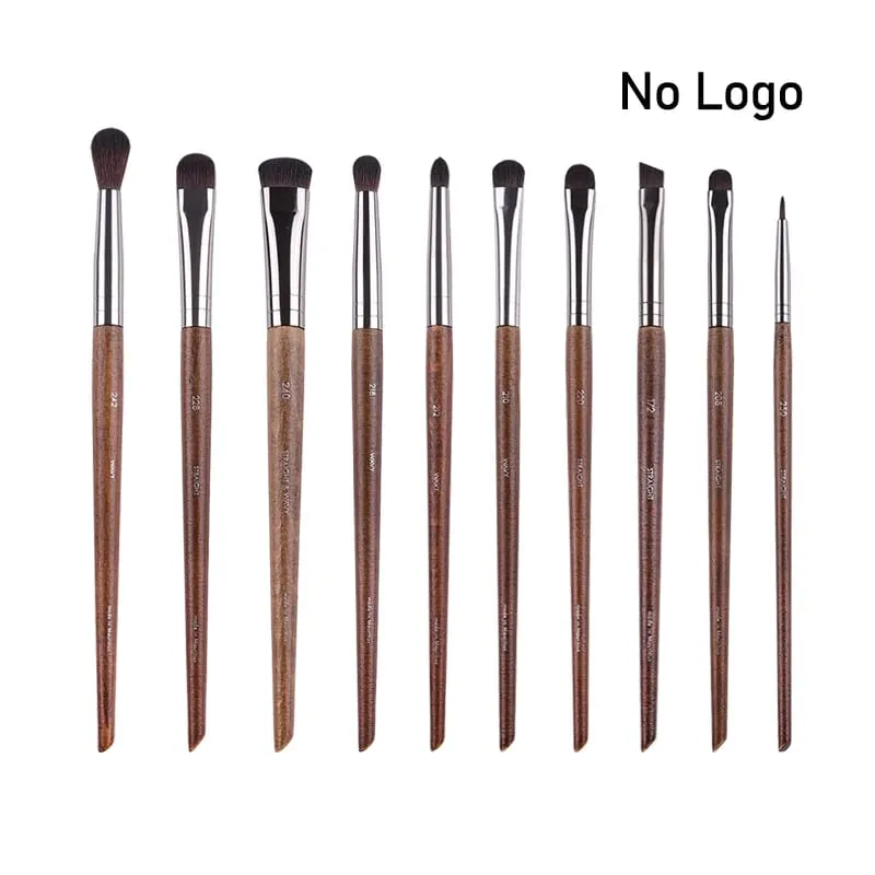 Naturligt træ Øjenmakeup børster hele sæt Pro Crease Øjenskygge Make-up kit smudge highlighter øjenbryn Læbevippebørste praktisk