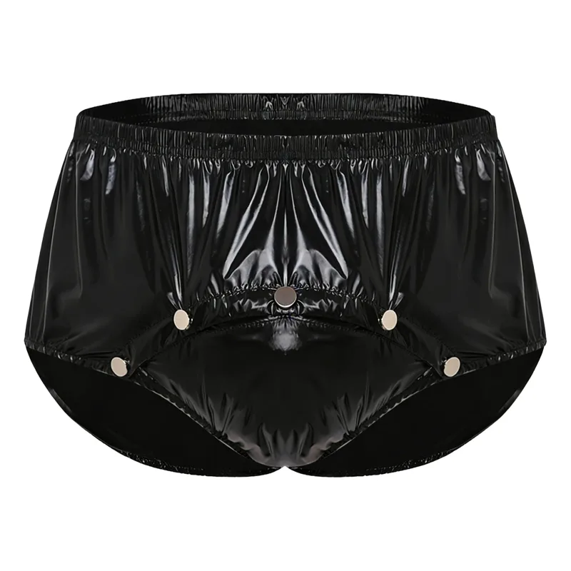 Cuecas masculinas com capa de fralda à prova d'água, com botões de pressão frontal, anti-vazamento, roupa íntima adaptável para idosos, necessidades especiais