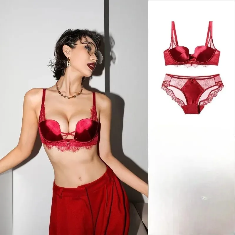 Fashion Leopard Bra Set Lift Up Support Push Up Soft Lace French Style for Ladies Home Daily Casual Wear All Seasons S-XL Suit