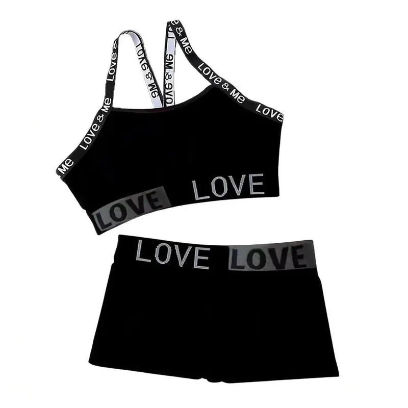 1Set Casual Letter Women Seamless Bra Set V-Neck Breathable Lingerie Set Elastic Comfortable Sport Brassiere