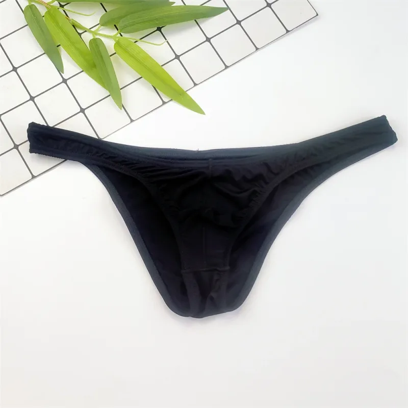 4PCS Men High Fork Briefs Mid Waist Elastic Ice Silk Brief Summer Underpants Ice Silk U Convex Pouch Male Underwear Silky Shorts