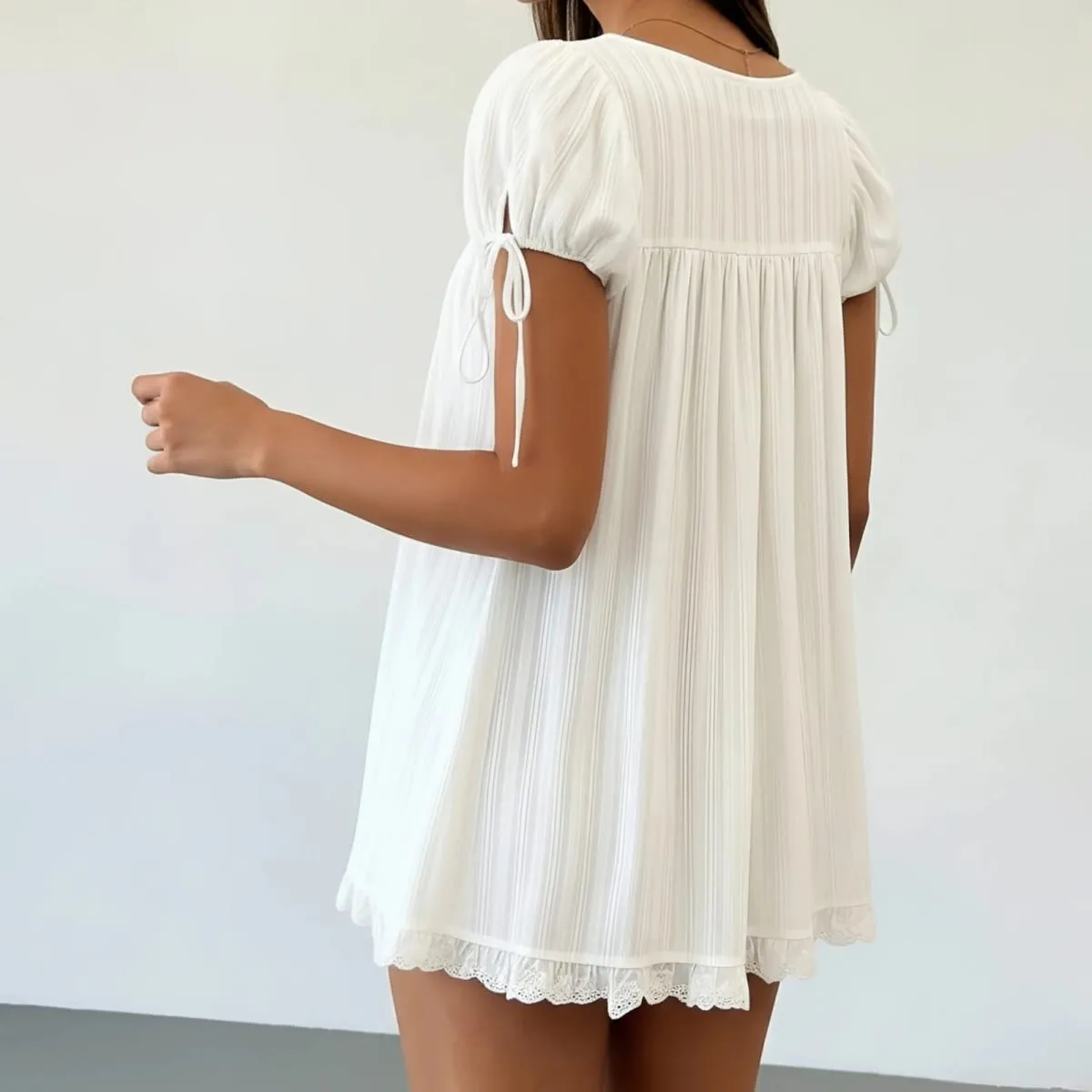 Lamuusaa y2k coquete vestido de verão feminino pescoço quadrado manga curta a linha mini vestidos com babados para compras diárias viagens de escritório