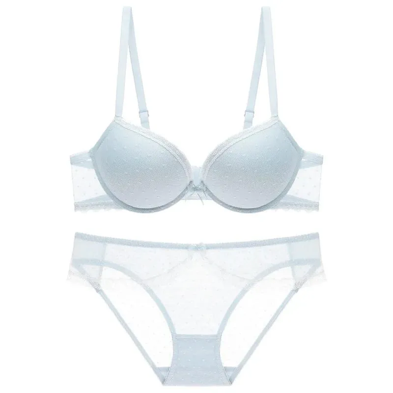 European and American Upper Support Top Thin Bottom Thick Cotton Cushion Steel Ring Push up Sexy Bra Lace Lingerie Bra Set