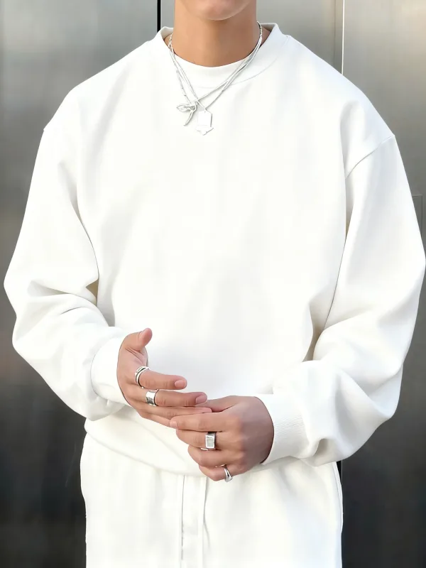 Man'S Fleece Autumn Top Street All-Match Pullovers Comfortable Basics Sweatshirts Sport Casual Sportswears Daily Soft Clothing