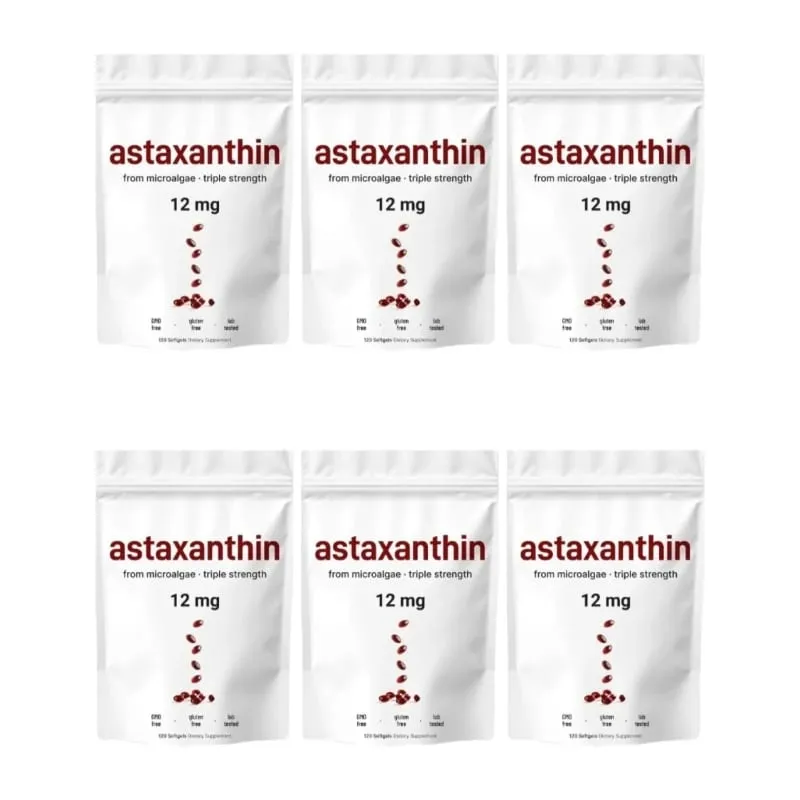 Astaxanthin 12mg Softgels with Oil From Plant-Based Microalgae with Oil Dietary Supplement 120 Pieces