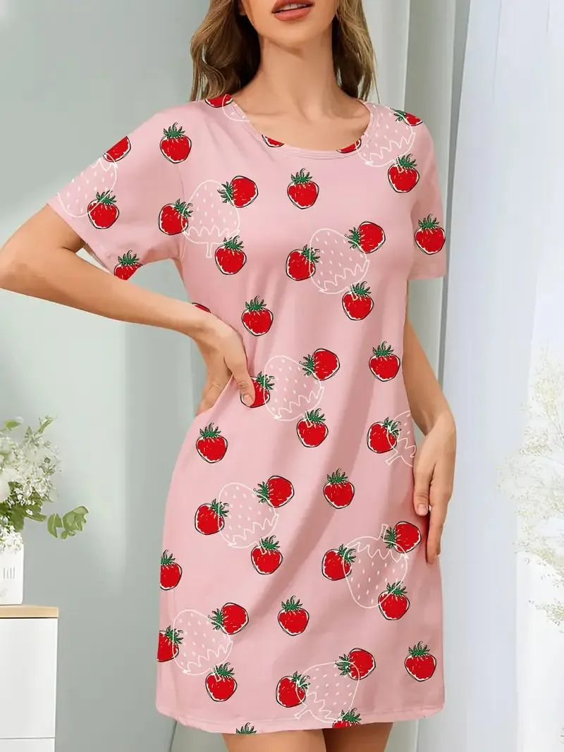 Women's Summer Casual Fruit Pattern Printed Short-Sleeved Dress — image 3