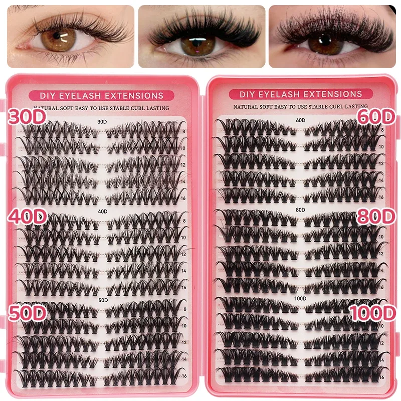 DIY Manga Spiky Cluster Lash Extensions Natural Mega Volume Individual Pre-Cut Segmented Lashes for At-Home Eye Makeup
