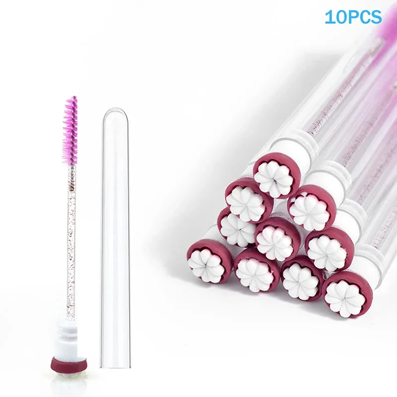 10PCS/Set Fruit Collection Mascara Brush Reusable Lash Brush Tube Spoolies Lash Extension Brushes Applicators Makeup Tools