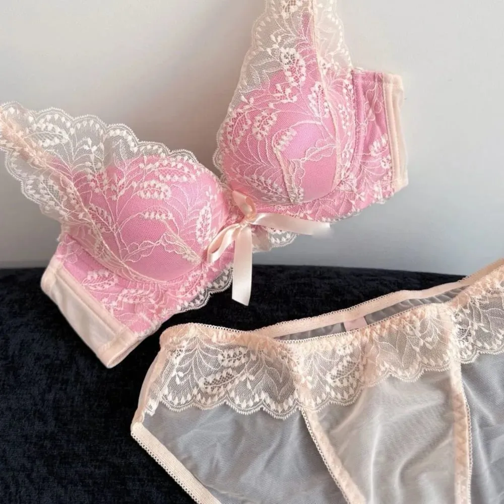 Hot New Wireless Push Up Bra Set Women Small Bust Gather Side Support Anti Sag Sexy Soft Daily Wear Lingerie 32‑38ABC