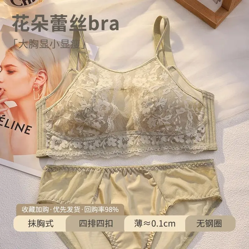 French Style Lace Strapless Bra For Women Large Bust Minimizer Slimmer Sexy Beautiful Back Comfort Lingerie Size 34-44 M-XXXXL