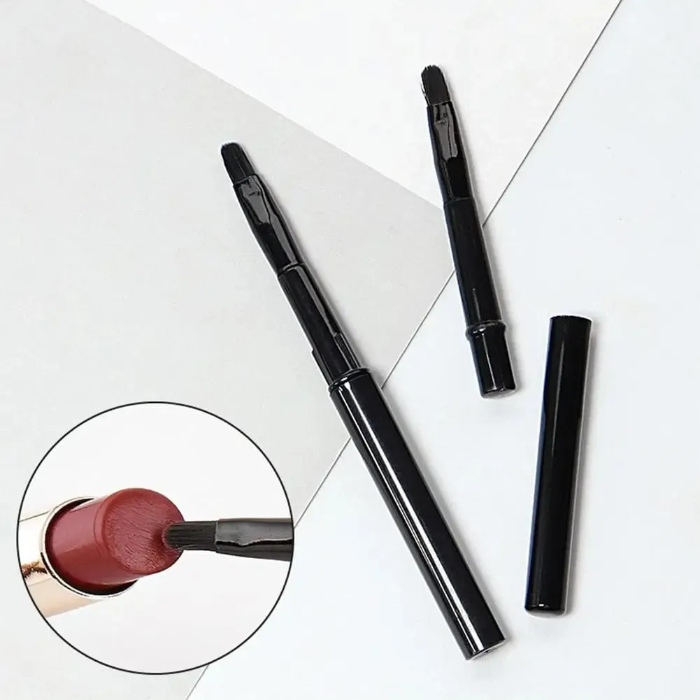 Makeup Lip Brushes Lipliner brushes Black with Cap Retractable Lipstick Brush Travel Portable lip scrub brush Gloss Makeup Brush — image 4