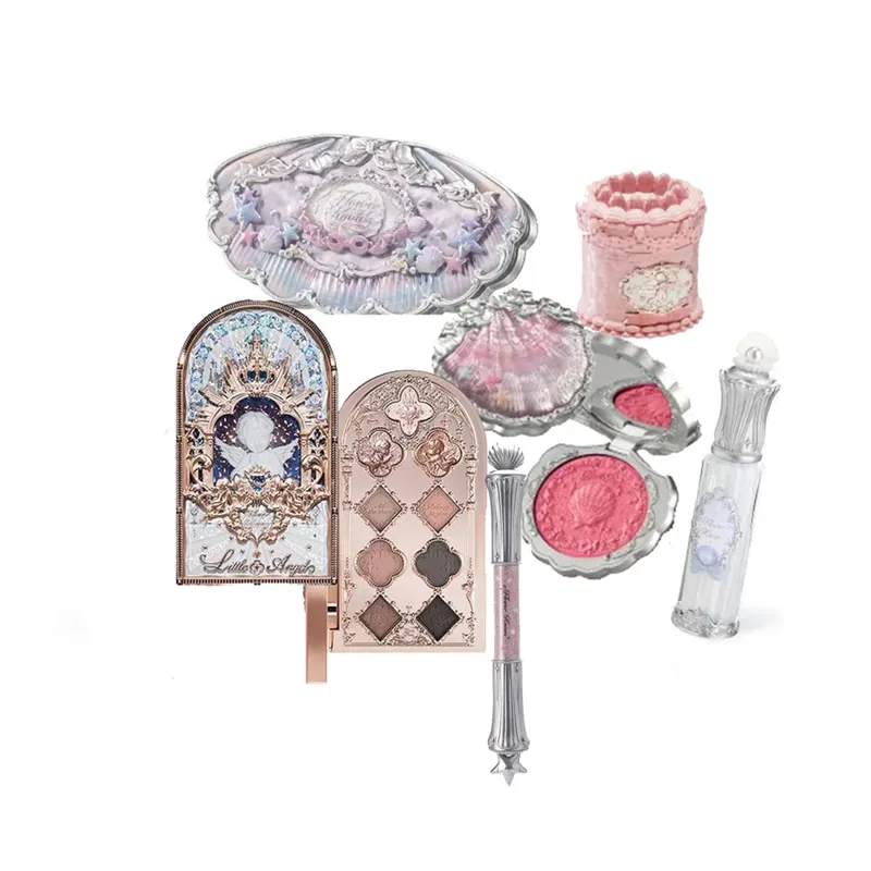 Flowerknows caixa de presente conjunto de maquiagem pequeno anjo caixa completa lábio esmalte blush concha jóias flor saber kit de presente de aniversário