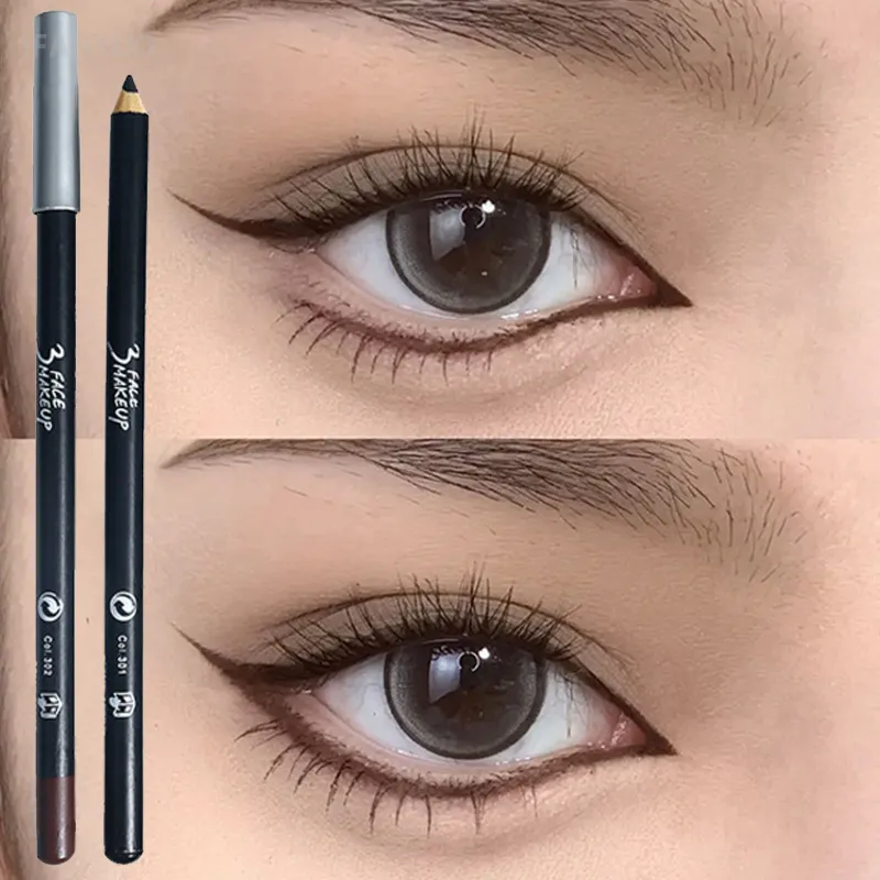 1/12 stk. vandtæt sort brun eyeliner blyanter-snavsfri, langtidsholdbar begyndervenlig glat højpigmenteret punk øjenmakeup — image 3