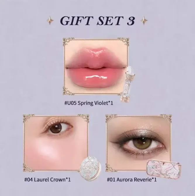Makeup Set Flower Knows Butterfly Cloud Collar Collection Makeup Dárková sada obsahuje rtěnku s očními stíny Vegan & Cruelty-Free