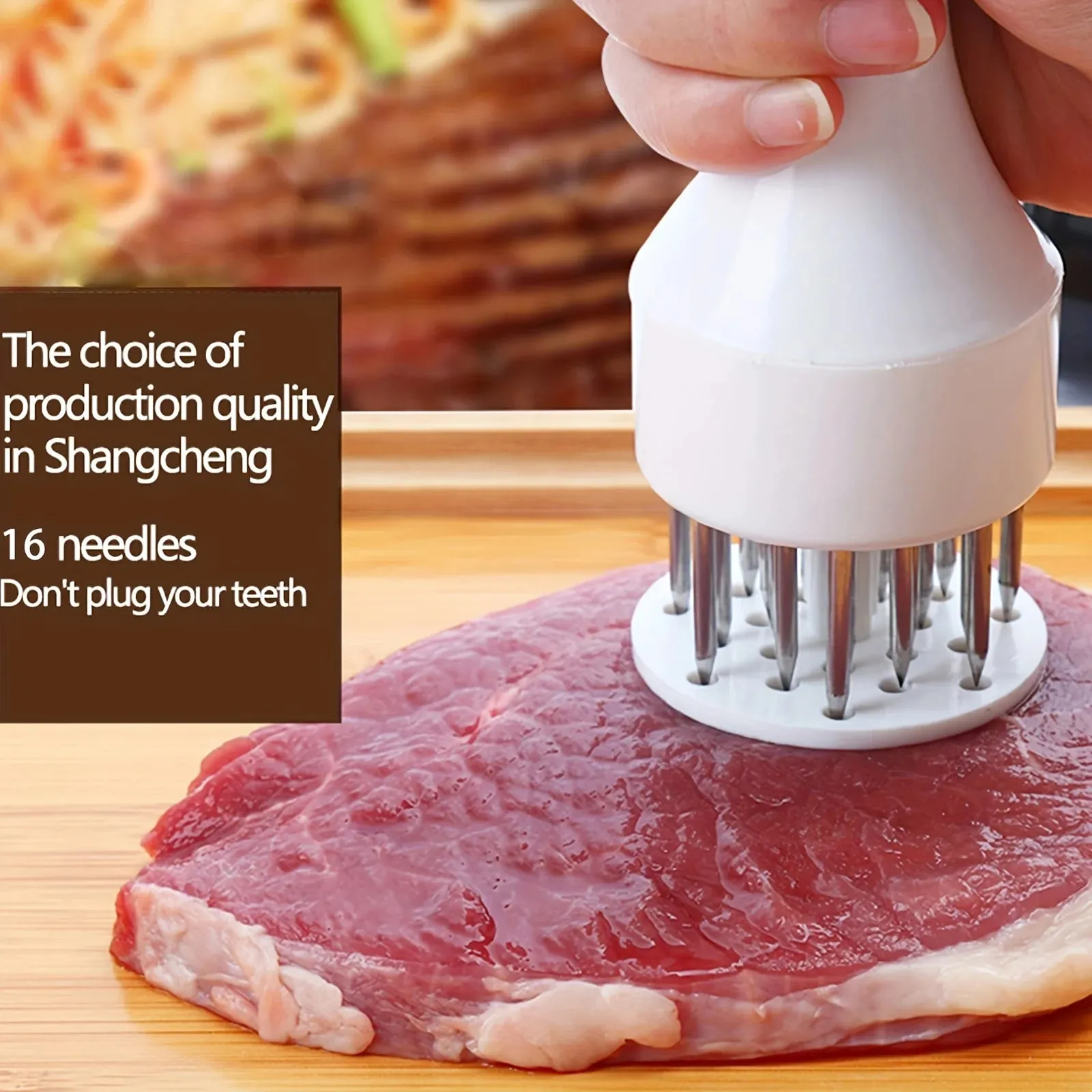 1ks Nerezová ocel Steak Tenderizer na maso Kladivo Uvolněná jehla na maso Domácí děrování Denní lámačka šlach Jehla na vkládání masa — image 7