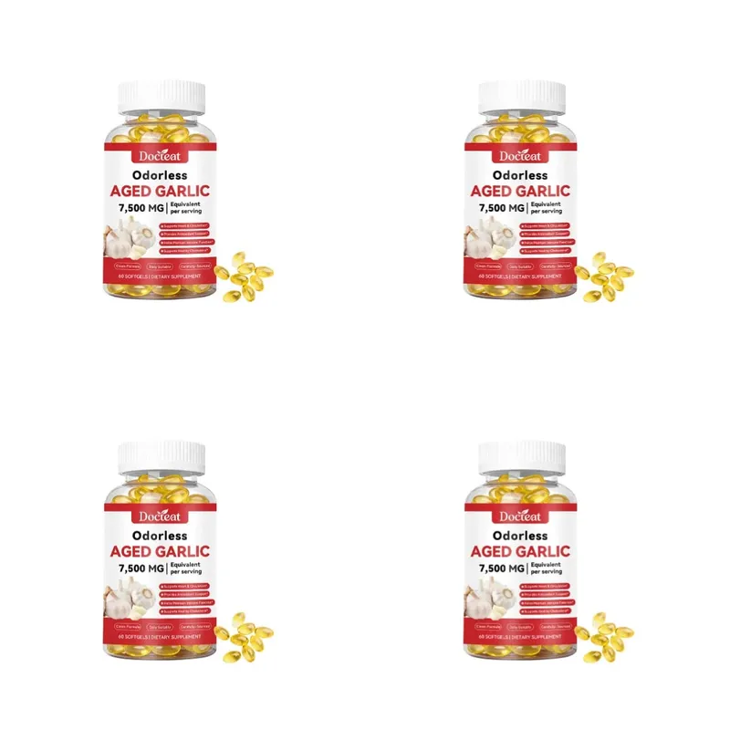 Odorless Aged Garlic Extract 7500mg เทียบเท่า 60 ซอฟท์เจล - ระบบภูมิคุ้มกันสุขภาพหัวใจอาหารเสริมสารต้านอนุมูลอิสระสำหรับผู้ใหญ่
