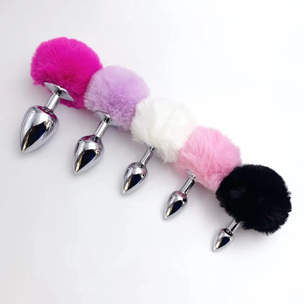 5 Colors 5 Sizes Stainless Steel Rabbit Tail Butt Anal Plug Sex Toy Adult Women Male Sexy Couple Toys Adults Fun Gay Dildo Gifts