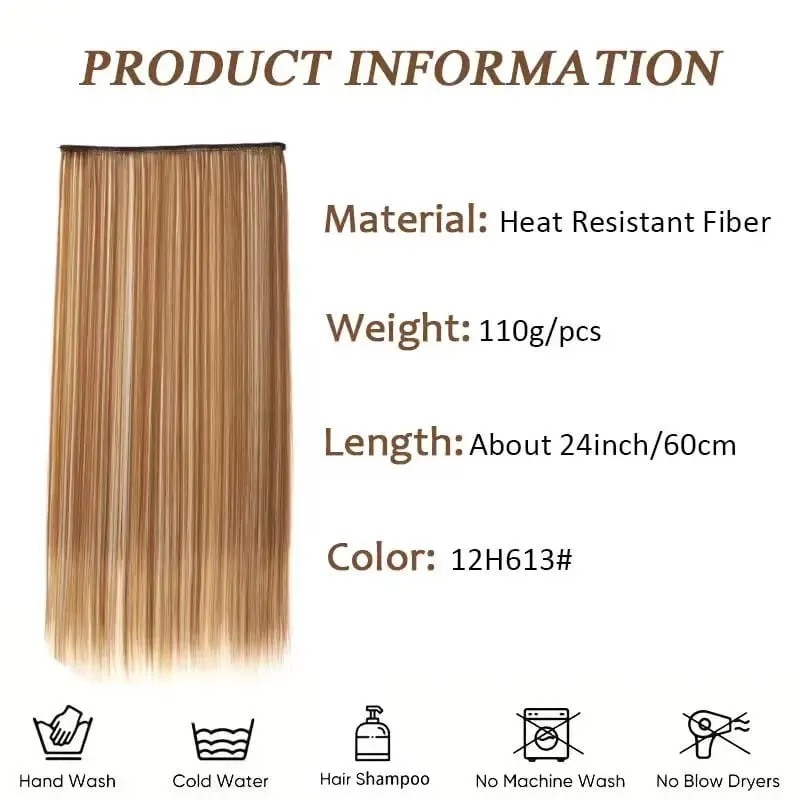 Synthetic Long Straight 5 Clip in Hair Extensions Black Brown Natueal Fake Heat Resistant Hair Piece For Women