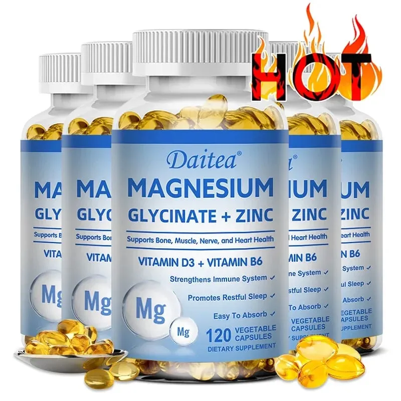 Suplemen Diet Daitea Magnesium Glycinate & Zinc - Dukungan Kekebalan Saraf Tulang - Cocok untuk Pria dan Wanita — image 1