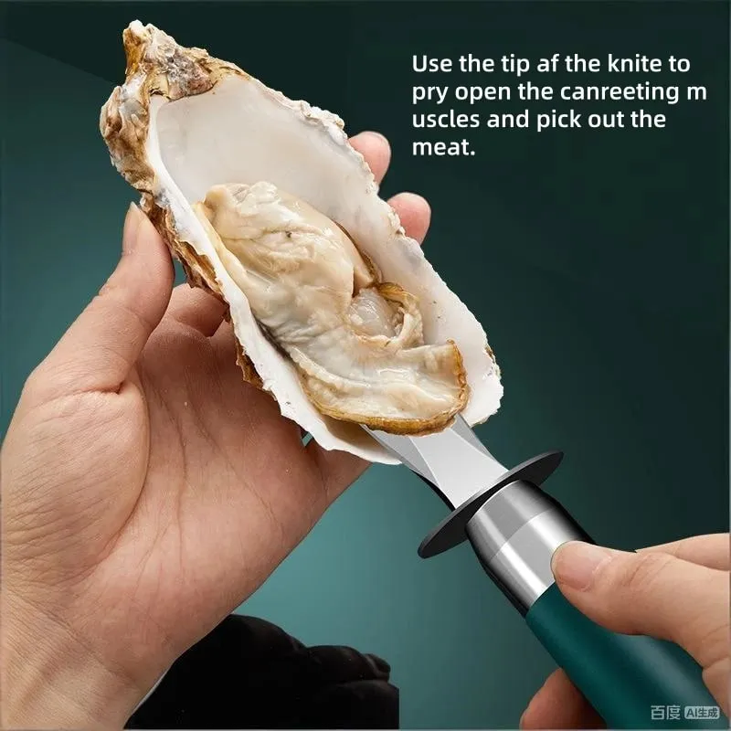 Stainless Steel Seafood Scallop Pry Knife with Handle Oyster Knives Sharp-edged Shucker Shell Seafood Opener Kitchen Tool