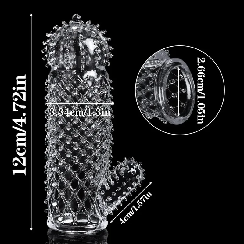 Reusable Tranaparent Penis Sleeve Enlargement Delay Ejaculation Soft TPE Dragon Scales Clear Cock Sleeve Adult Sex Toys for Men