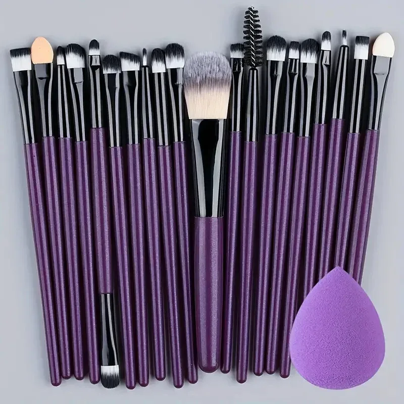 20Pcs Makeup Brushes Set Eyeliner Blending Cheeks Eye Cosmetic Foundation Brush with Makeup Sponge