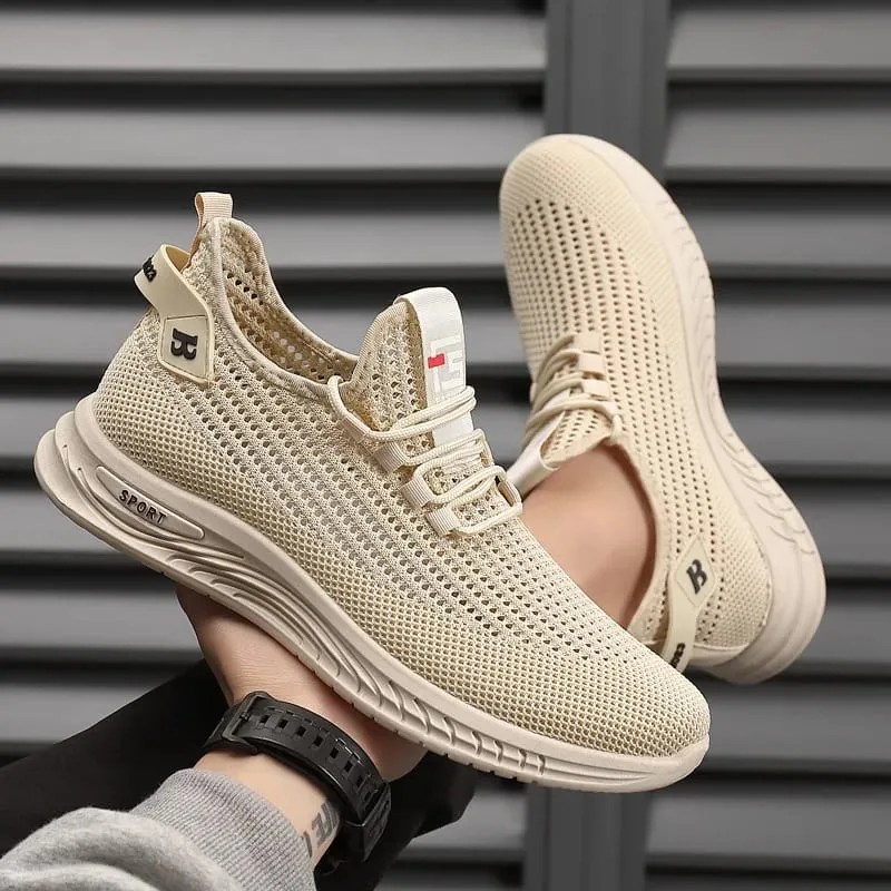 Lightweight Mesh Knit Trainers Men Soft Cushion Sole Daily Walking Sneakers Non Slip Breathable Outdoor Gym Running Footwear
