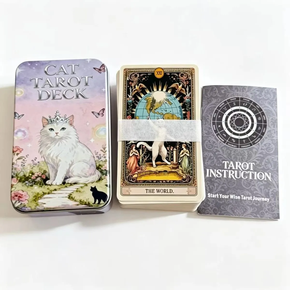12*7cm Inner Rose Tarot Deck in Metal Box 350GSM with Paper Instruction Manual Self Growth Meditation Board Games