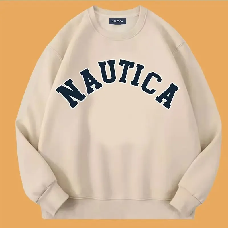 Nautica's fleece-softening warm-weather casual sportswear for both men women featuring printed designs Loose men's sweatshirt