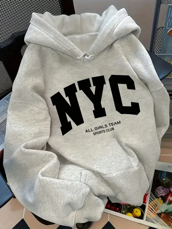 New Fall/Winter Comfortable Navy Blue New York Team Hoodie - Long Sleeve Couples' Street Style Hoodie Casual Pullover with POC — image 2