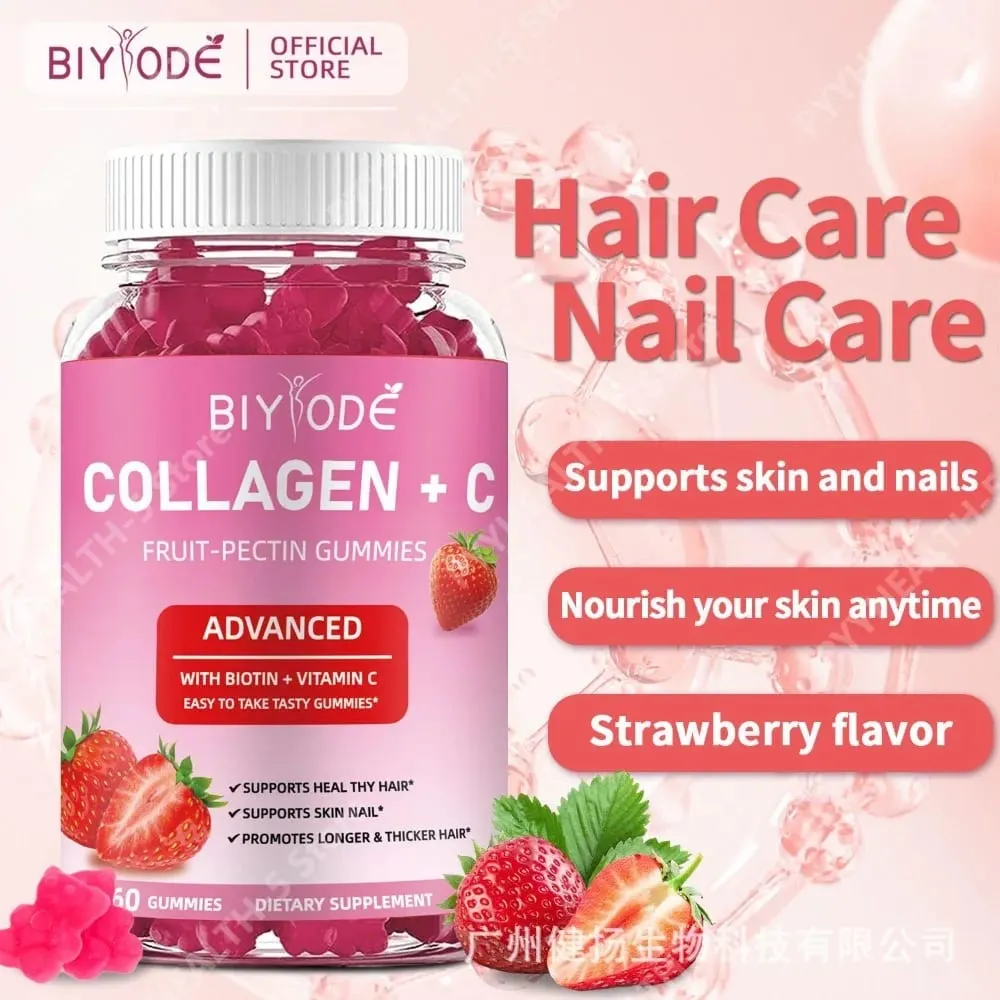 Collagen + C Fruit-Pectin Gummies with Vitamin C Natural Antioxidant Supports Healthy Hair and Skin & Nails 60 Gummies — image 1