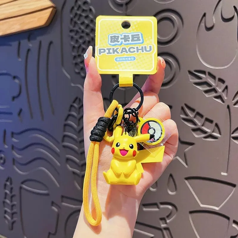 ของแท้พวงกุญแจ Pokemon Pikachu Gengar Sylveon Sprigatito Quaxly Fuecoco อะนิเมะ Action Figure ของเล่นพวงกุญแจกลิ่นหอมจี้