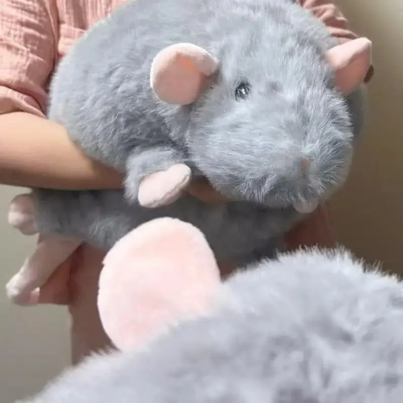 Floral Branch Rat Plush – Cuddly Mouse Pillow in 3 Sizes (35/50/90cm) Adorable Kawaii Stuffed Animal for Bed or Couch Decor