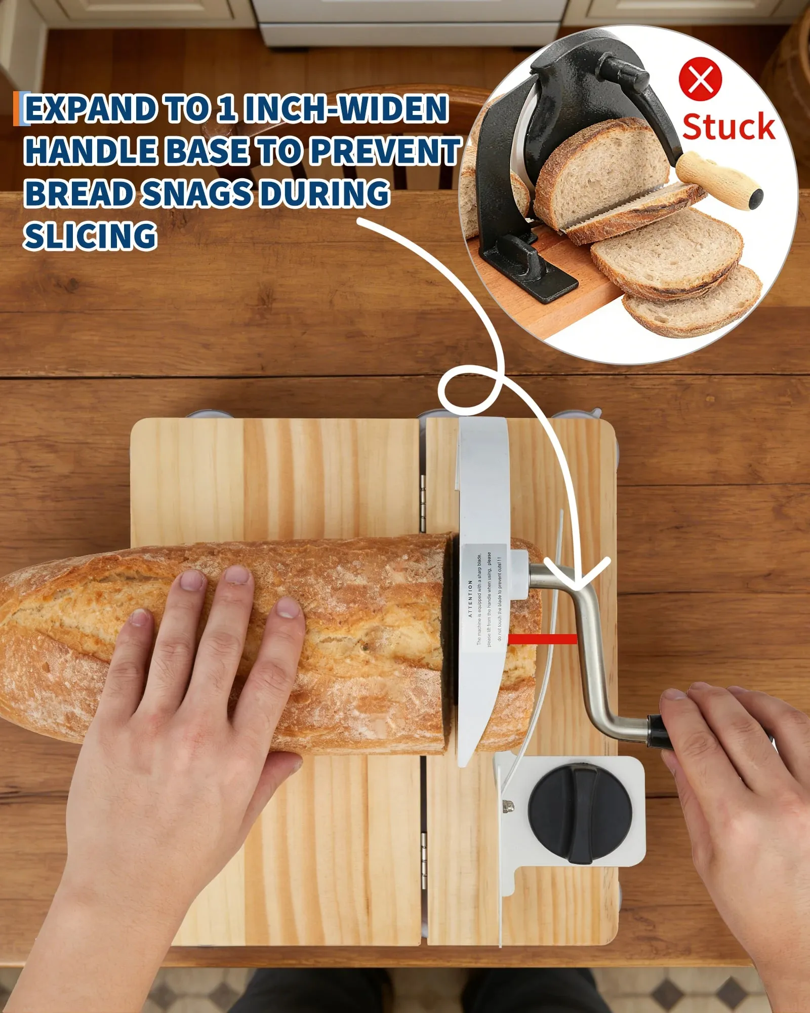 Manual Bread Slicer Foldable Wooden Bread Slicer with 0.1"-2" Adjustable Thickness Food Grade Bread Cutter for Homemade Bread Toast and Bagels